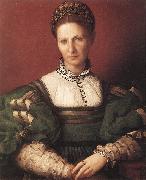 BRONZINO, Agnolo Portrait of a Lady in Green oil on canvas